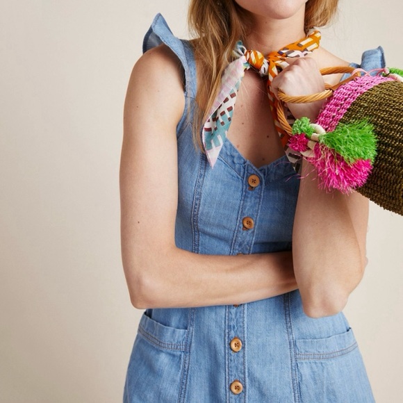 Anthropologie Rostand Button-Front Midi Dress Petite - Picture 3 of 4